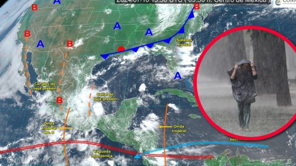 Las lluvias azotarán a gran parte del país, debido a la entrada de esta perturbación atmosférica, beneficiando a muchas entidades que sufrían de la canícula