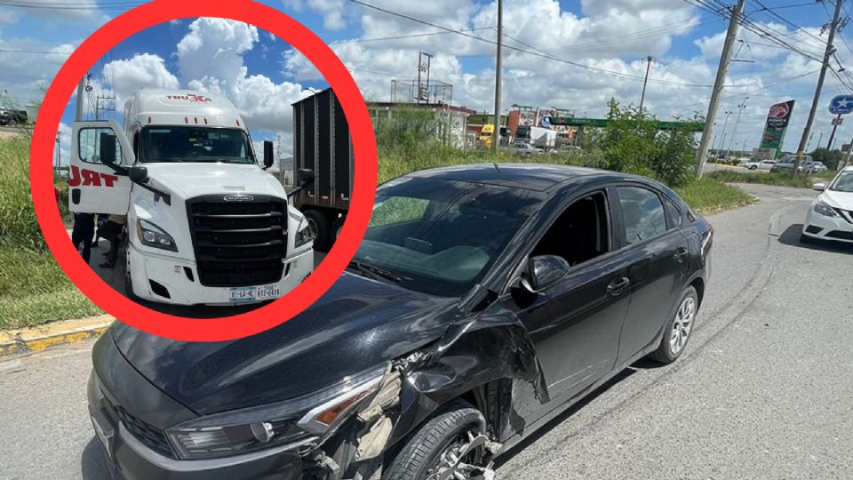 Trailera se cambia de carril y se estrella con carro en la Carretera Nacional