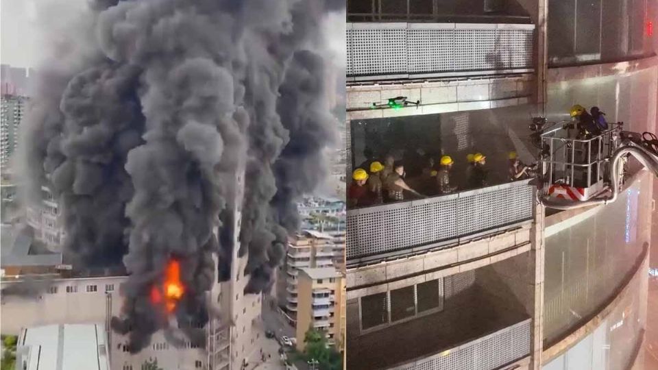 Incendio consume edificio en China; hay muertos y heridos