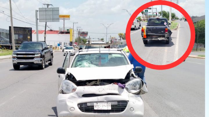 Por distraído, conductor le da por detrás a camioneta en la avenida Reforma en Nuevo Laredo