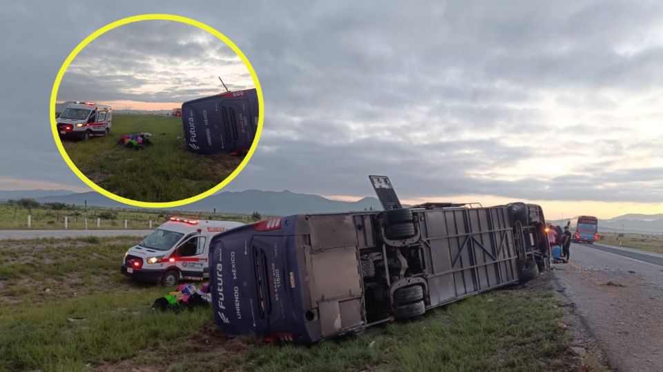 Volcadura de autobús fue en la Matehuala-Saltillo