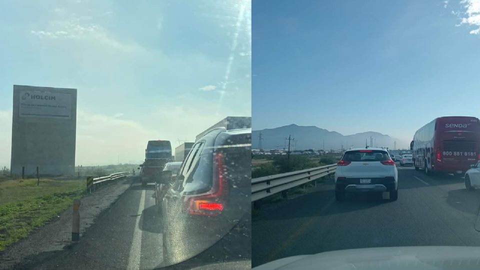 Tráfico parado en la Monterrey-Saltillo