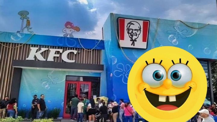 ¡Bob Esponja se toma Monterrey por sorpresa!, este es el icónico KFC con estilo de ‘Fondo de Bikini’