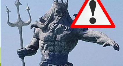 Ojo del huracán Beryl frente a la estatua de Poseidón en Yucatán |VIDEO