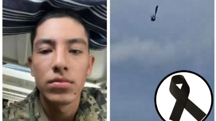 MOMENTO EXACTO en el que cadete de Escuela Militar se lanza de helicóptero; su paracaídas no se abrió
