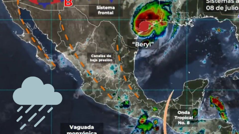 Así serán las lluvias este 8 de julio de 2024 en México, según Conagua