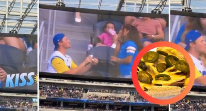 Hombre pide matrimonio en el estadio; acaba cubierto de nachos | VIDEO