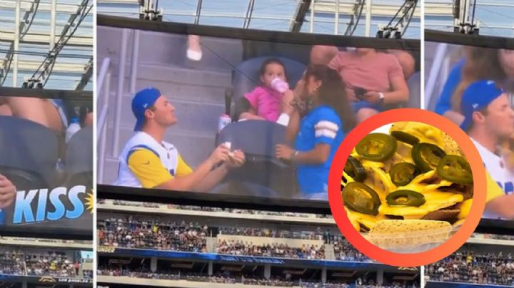 Hombre pide matrimonio en el estadio; acaba cubierto de nachos | VIDEO