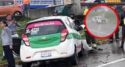 MOMENTO EXACTO en el que árbol cae sobre taxi por impacto de rayo; mujer termina sin mano