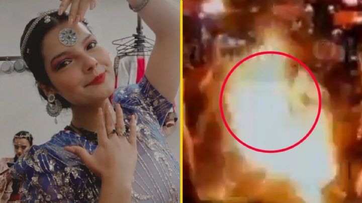 Bailarina se prende fuego por accidente durante show en vivo | FUERTES IMÁGENES