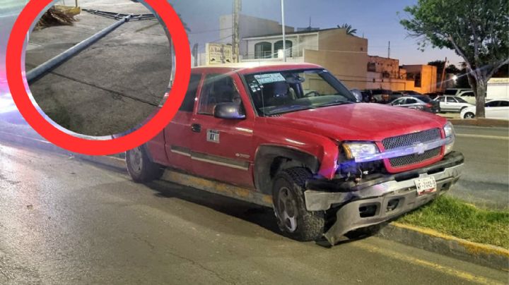 Abuelito distraído tumba poste de luz con su camioneta en avenida Reforma