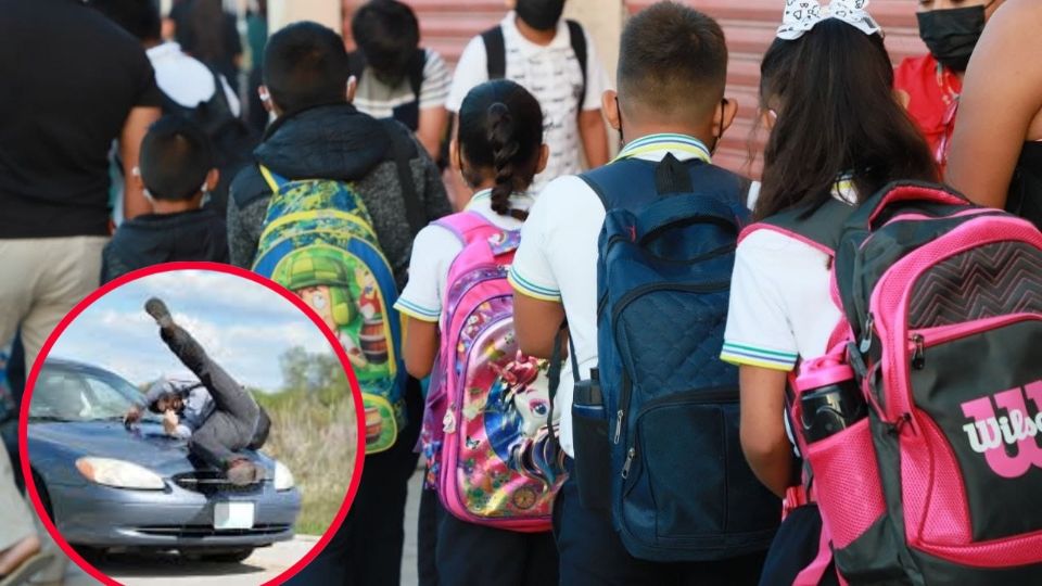 El pequeño se encontraba regresando del primer día de clases, cuando un imprudente al volante de su auto lo embistió