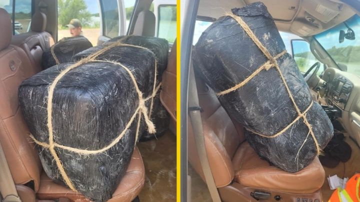 Aseguran camioneta cerca del Puente del Comercio Mundial; traía de pasajeros bultos de hierba mala