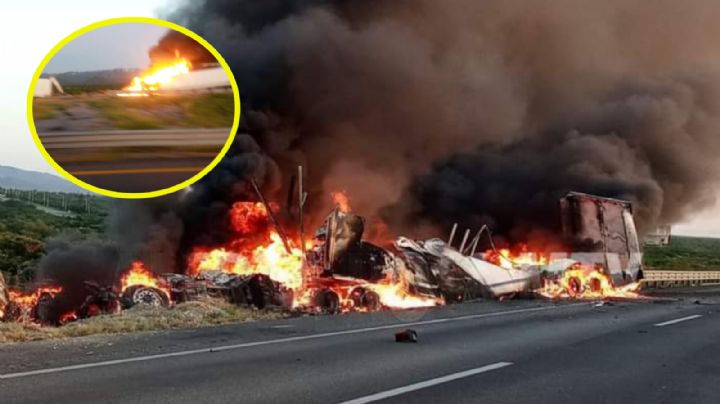 Muere trailero calcinado en la Autopista Monterrey-Nuevo Laredo