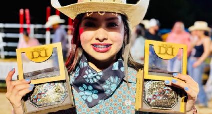 Cabalga Iliana Caballero al Campeonato Nacional de Rodeo en Chihuahua