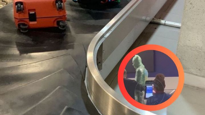 Hombre envuelto en cinta adhesiva quiso viajar como equipaje | VIDEO