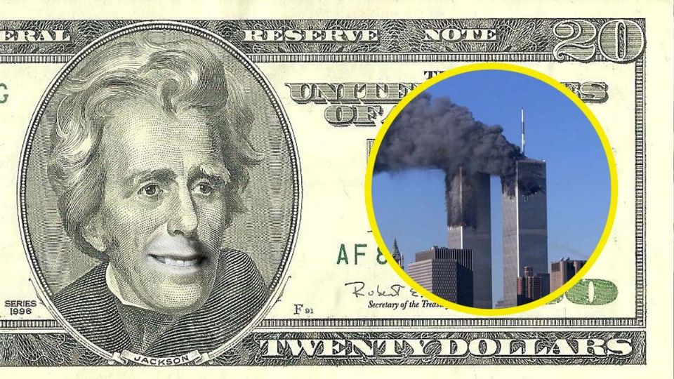 En el billete de 20 dólares se forman las torres gemelas según redes