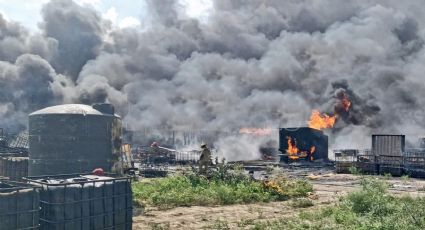 Se registra megaincendio de contenedores en Salinas Victoria, Nuevo León