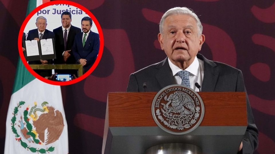 AMLO firmó el convenio en la 'mañanera'.