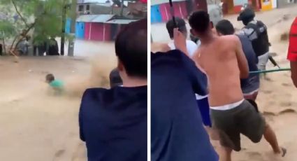 MOMENTO EXACTO en el que rescatan a hombre de morir ahogado en Acapulco