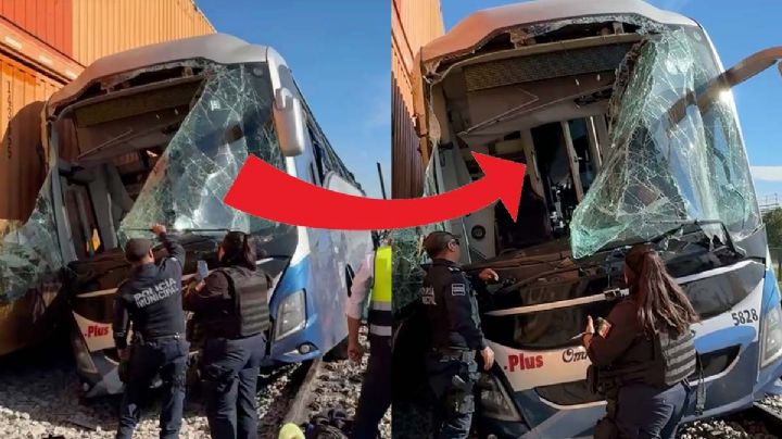 Autobús que venía a Nuevo Laredo es embestido por tren | VIDEO