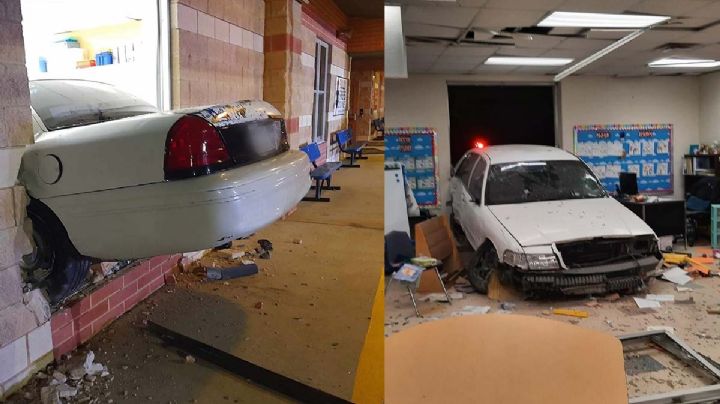 Sujeto que huía de crimen se mete con auto hasta salón de clases en Laredo 