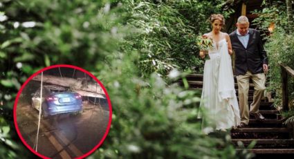 ¿Mal presagio? Novia intenta llegar a la boda y un árbol le cayó encima a su auto | VIDEO