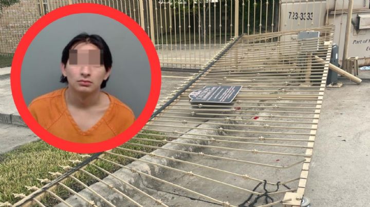 Bien endeudado: jovencito alcoholizado tumba portón, choca con carros y destroza una barda en Laredo