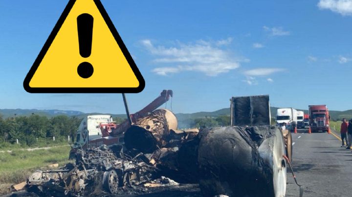 Se incendia tráiler en autopista Nuevo Laredo-Monterrey; crea filas kilométricas y caos