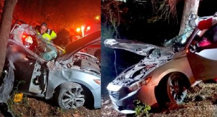 Hombre deja prensada a su esposa tras estrellarse contra árbol; manejaba con varias copas encima
