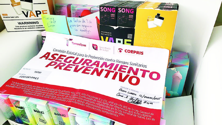Coepris decomisa 200 vapeadores en 7 establecimientos de Nuevo Laredo
