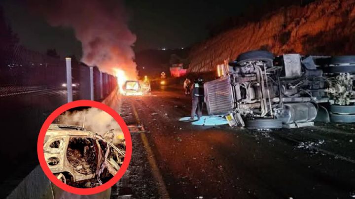 Horrible accidente: tráiler embiste varios autos; muere calcinado un conductor