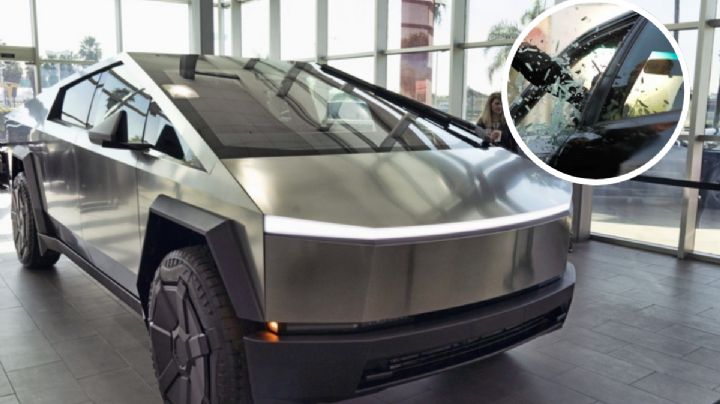 Ladrón busca darle cristalazo a Cybertruck y termina herido | VIDEO