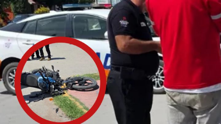 Motociclista queda grave tras brutal accidente vial; podría perder la pierna