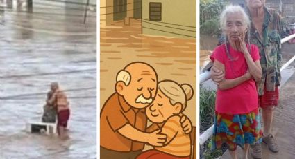 Abuelitos se 'refugian' en abrazo en la azotea de su casa; inundación en Poza Rica les quitó todo | VIDEO