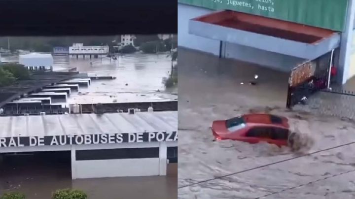 Terminal de autobuses en Poza Rica bajo el agua por desborde del río Cazones | VIDEO