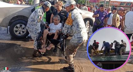 Heroico rescate en Veracruz: abuelita es salvada por la Marina tras quedar atrapada por inundaciones | VIDEO