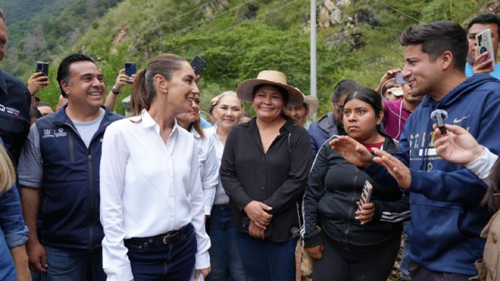 Claudia Sheinbaum supervisa labores y apertura de caminos de Querétaro; inicia censo a damnificados
