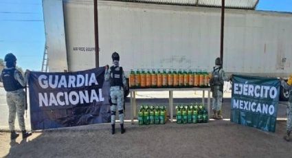 Más de mil litros de metanfetamina oculta como limpiador; Guardia Nacional frustra envío en Sonora