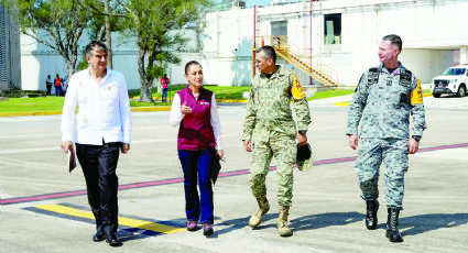 Sin riesgo por el momento; Claudia Sheinbaum supervisa río Pánuco