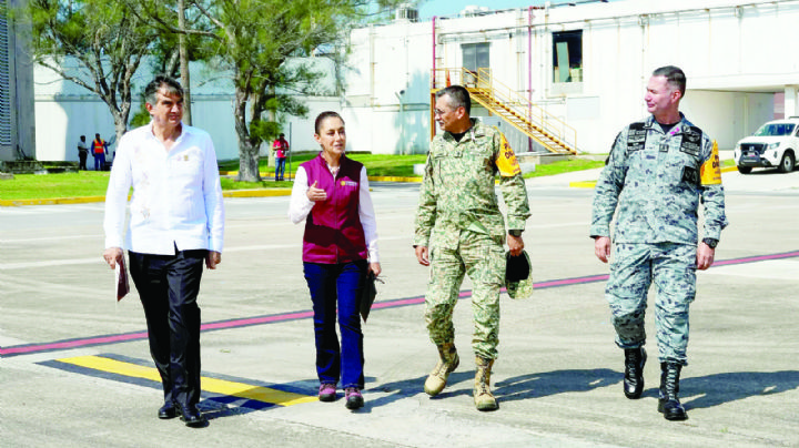 Sin riesgo por el momento; Claudia Sheinbaum supervisa río Pánuco