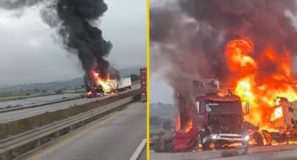 Brutal encontronazo entre tráileres causa fuerte incendio en el Arco Norte