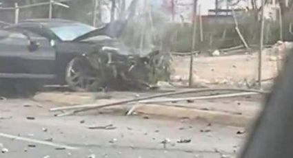 Arrancones dejan caos; auto se estrella, derriba tres postes y provoca apagón masivo de la CFE | VIDEO