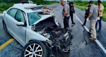 Dos personas mueren prensadas en brutal choque; se estrellaron en la carretera Matamoros-Victoria