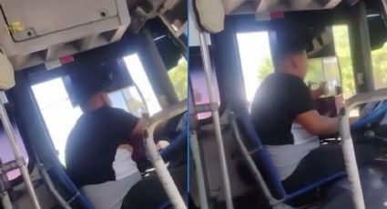 Chofer de camión urbano es captado manejando y utilizando el teléfono; pudo causar una tragedia | VIDEO