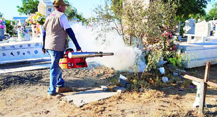 Fumigan panteones para prevenir contagio de dengue, zika y chikungunya
