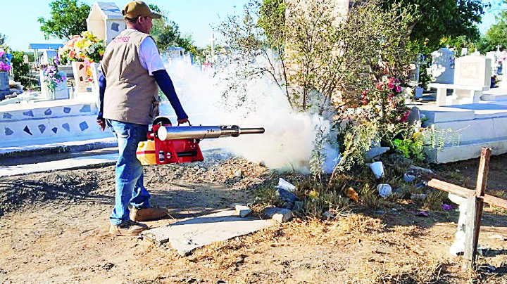 Fumigan panteones para prevenir contagio de dengue, zika y chikungunya