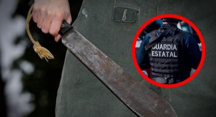 Estatales son agredidos a machetazos por hombre 'enloquecido'; previamente atacó a su pareja