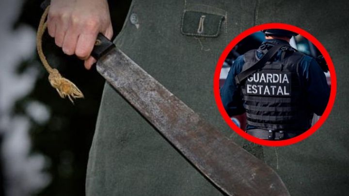 Estatales son agredidos a machetazos por hombre 'enloquecido'; previamente atacó a su pareja