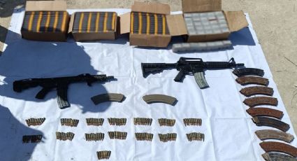 Militares y Estatales aseguran armas largas y explosivos en Tamaulipas